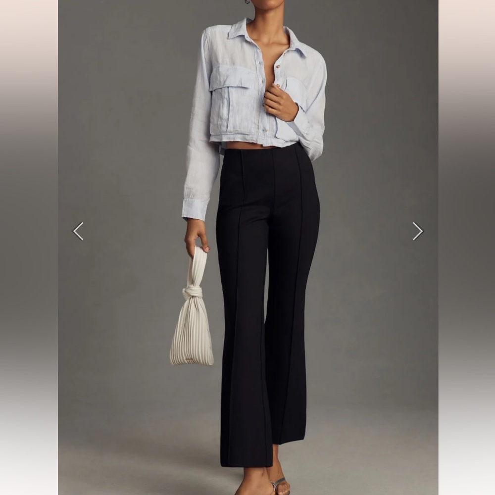 Anthropologie Maeve Margot Black cropped flare leg pants